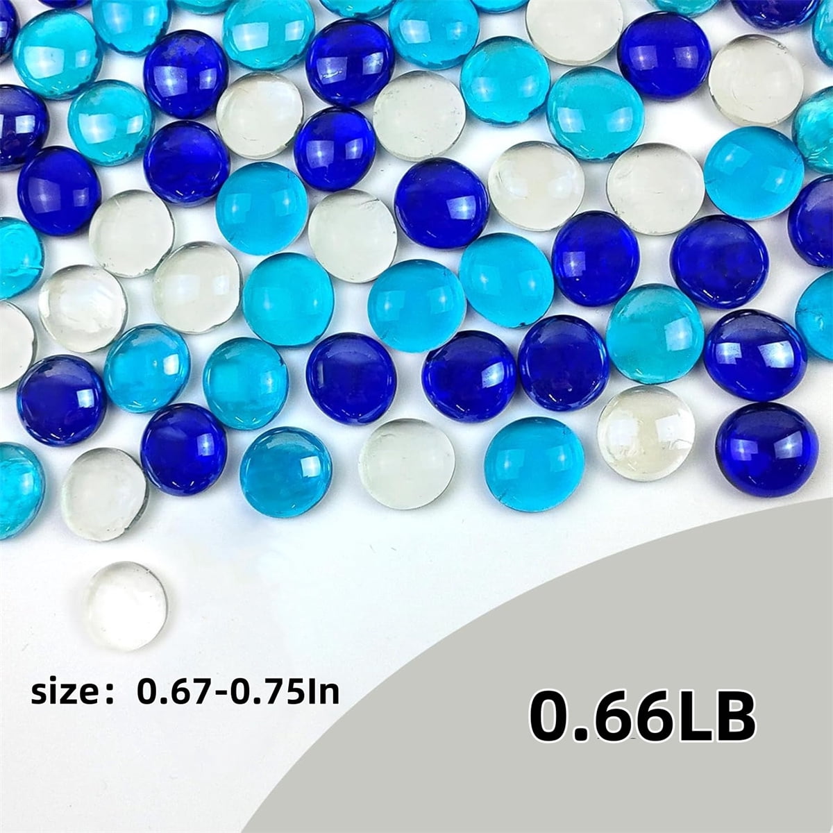 0.66lb Portable Blue Flat Glass Marbles,QZS Durable Vase Filler Glass Pebbles Floral Beads for Table,Aquarium,DIY Craft Decoration