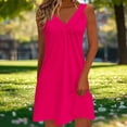 thumbnail image 4 of Xdegoge Sundresses for Women Loose Fit Sleeveless V-Neck Shift Dress Solid Color Flowy Summer Dresses Casual Beach Vacation Outfits, 4 of 6