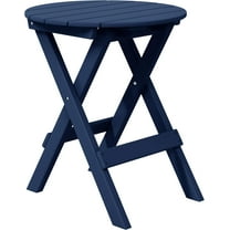 Paradise HDPE Outdoor 24.5 Inch Round Portable Folding Patio Dining Table, Navy Blue