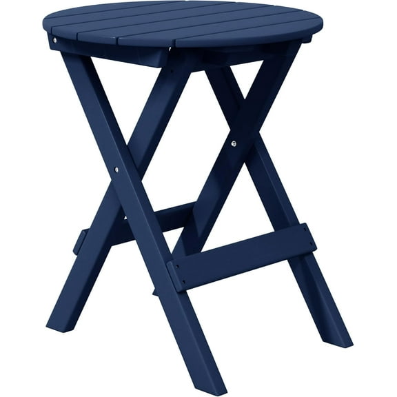Paradise HDPE Outdoor 24.5 Inch Round Portable Folding Patio Dining Table, Navy Blue