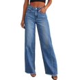thumbnail image 1 of Jeans anchos de tiro alto para mujer Sidefeel, azul, talla 6, 1 of 9