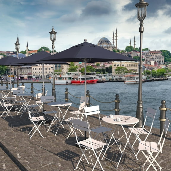 California Umbrella Venture 6' Silver Market Umbrella in Navy