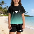 thumbnail image 2 of CUZIBR Toddler Gradient Letter Print Summer Outfit Sets O-Neck Short Sleeve T-Shirts Shorts Kids Girls Casual Two Piece Clothes Sets,Black2,3-4 Years, 2 of 5