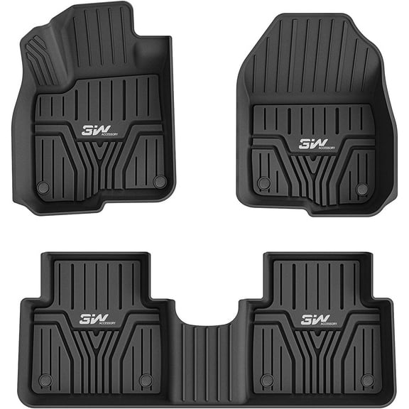3W Floor Mats Compatible for Honda CR-V 2017-2022 TPE All Weather Custom Fit Floor Liner for Honda CR-V 1st and 2nd Row Full Set Car Mats Black