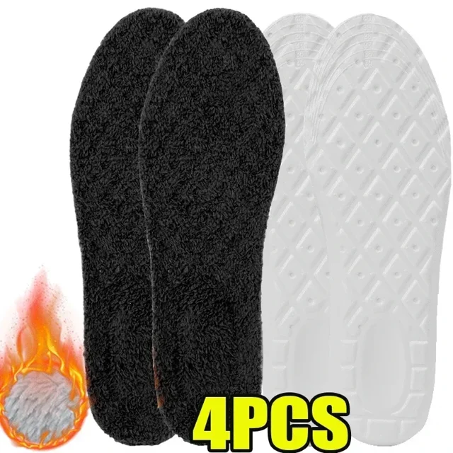 Plantilla térmica gruesa de felpa Unisex, espuma viscoelástica cálida de lana para zapatos deportivos, almohadillas suaves para zapatos absorbentes au