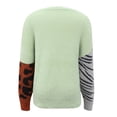 thumbnail image 4 of CHUANK Femmes Imitation Vison Tricoté Col Rond Manches Longues Contraste Léopard Chandail Grande Taille Hauts pour Dames Automne Hiver Tunique Décontractée Ample Blouse Verte m, 4 of 6