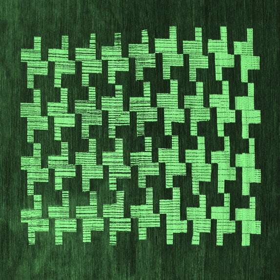 Ahgly Company Indoor Square Abstract Emerald Green Modern Area Rugs, 7' Square