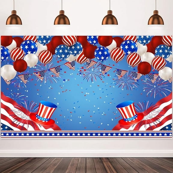 4th of July Backdrop Independence Day Backdrop America Flag Balloon Patriotic Background Memorial Day Veterans Day Party Banner Photo Shoot