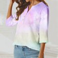 thumbnail image 6 of Jewelreauty Women Tunic Tops Casual Notch Neck Elbow Length Button T-Shirts Summer Trendy Tee, 6 of 6