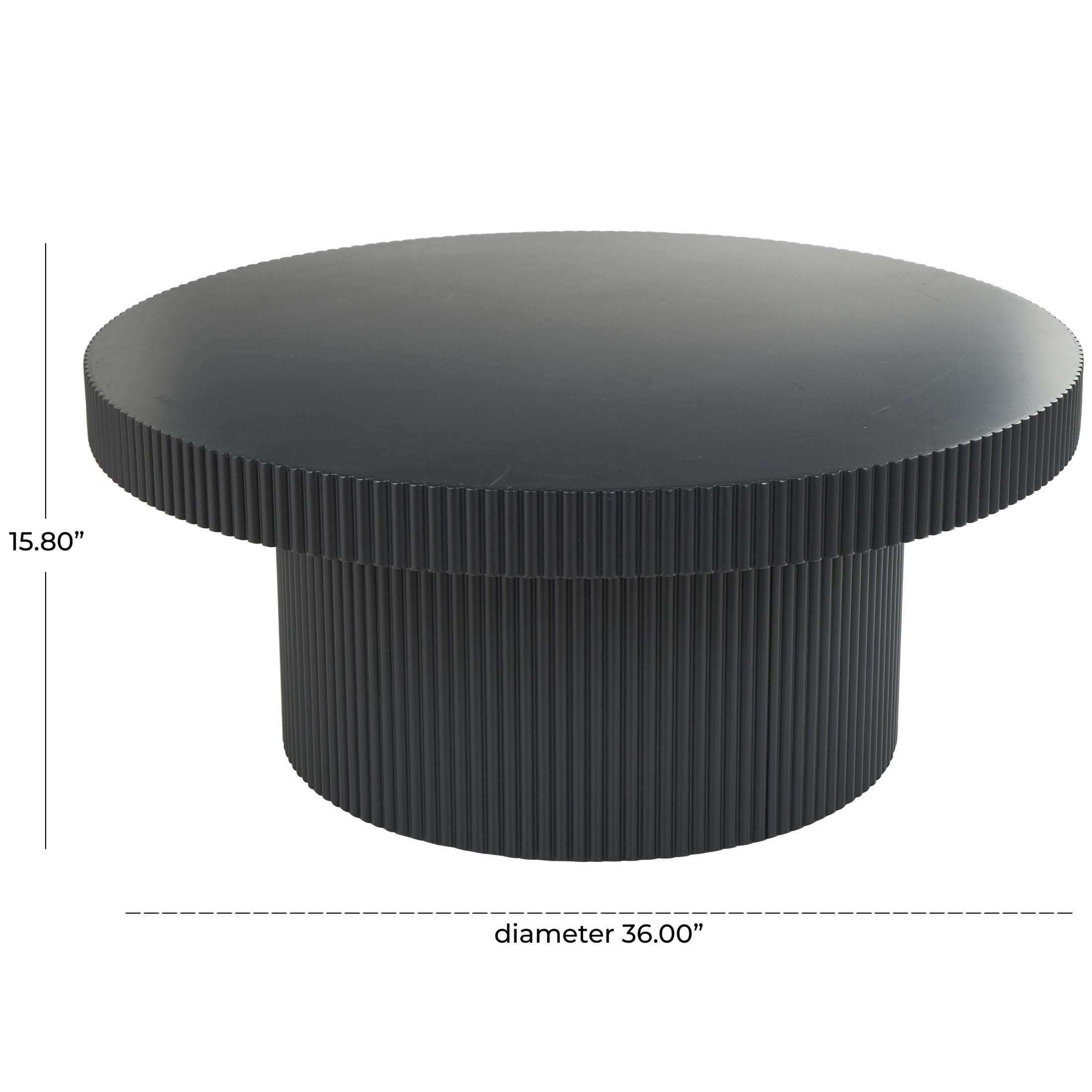 DecMode 36" x 16" Black Wooden Dimensional Ribbed Coffee Table, 1-Piece