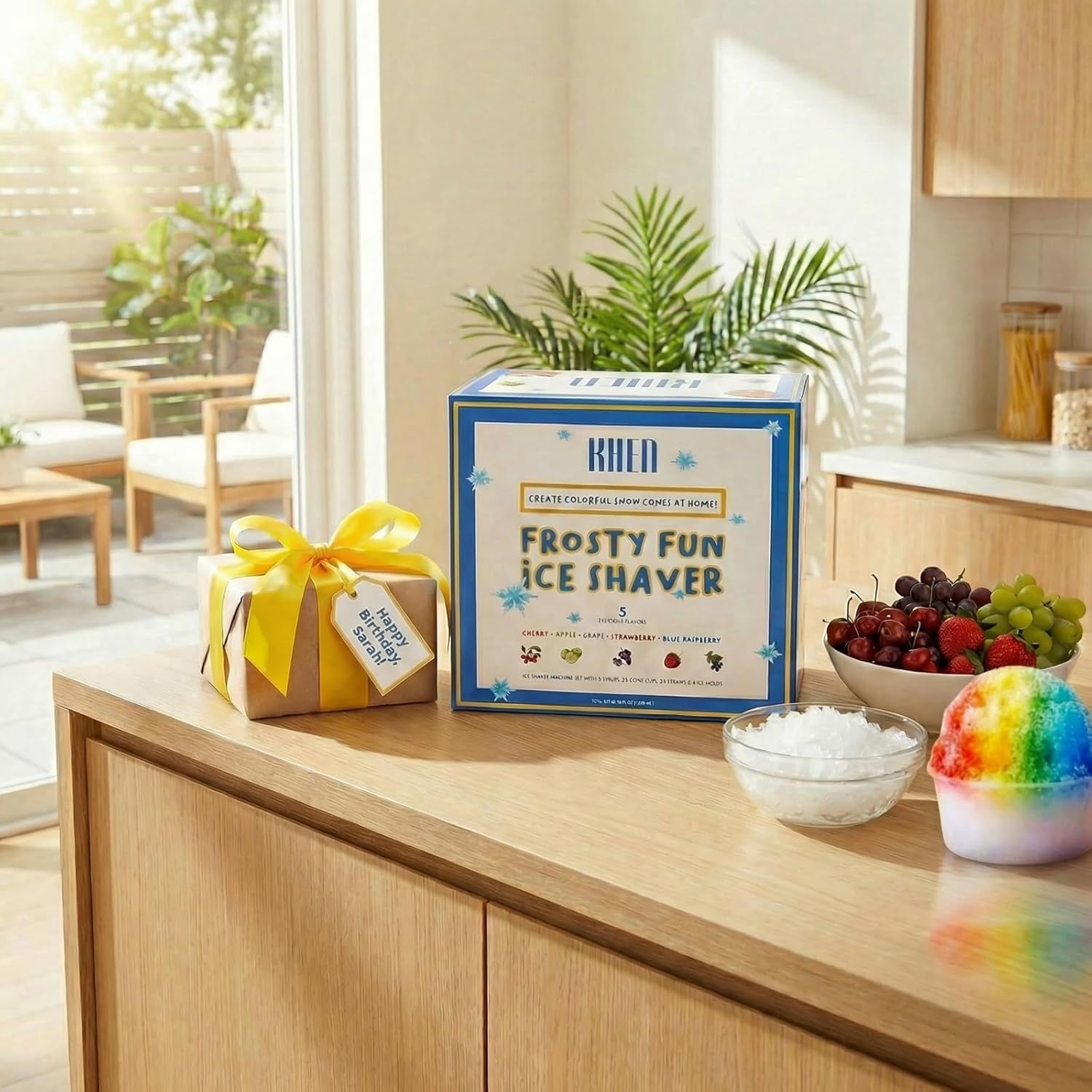 Snow Cone  Gift Set with 5 Syrup Flavors, Electric Shaved Ice Maker for Kids & Adults