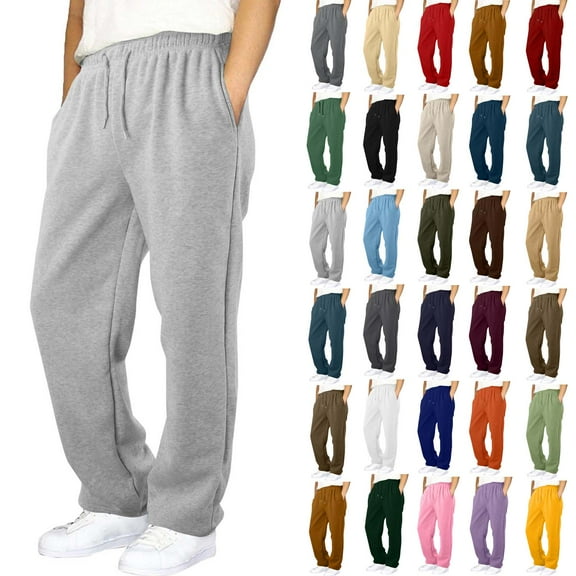 Boys Sweatpants Size 6-7Years, Children's Winter Solid Color Elastic Waist With Side Pockets Slim Sports Fleece Joggers Sweatpants Long Pants for Kids, Sweatpants for Boys, Sweatpants Under $10