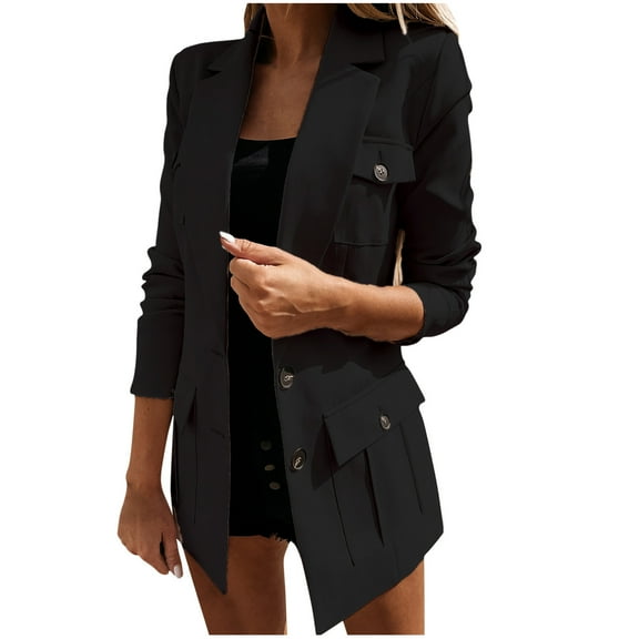 Odeerbi Suits For Women Blazer JacketsLapel Cape Cloak Long Coat Blazers Ladies 2025 Casual Office Suit Outerwear Black