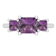 thumbnail image 2 of Dazzlingrock Collection Princess Amethyst 3 Stone Engagement Ring for Women (Color Purple, Clarity Moderately Included) in 14K White Gold, Size 7.5, 2 of 6