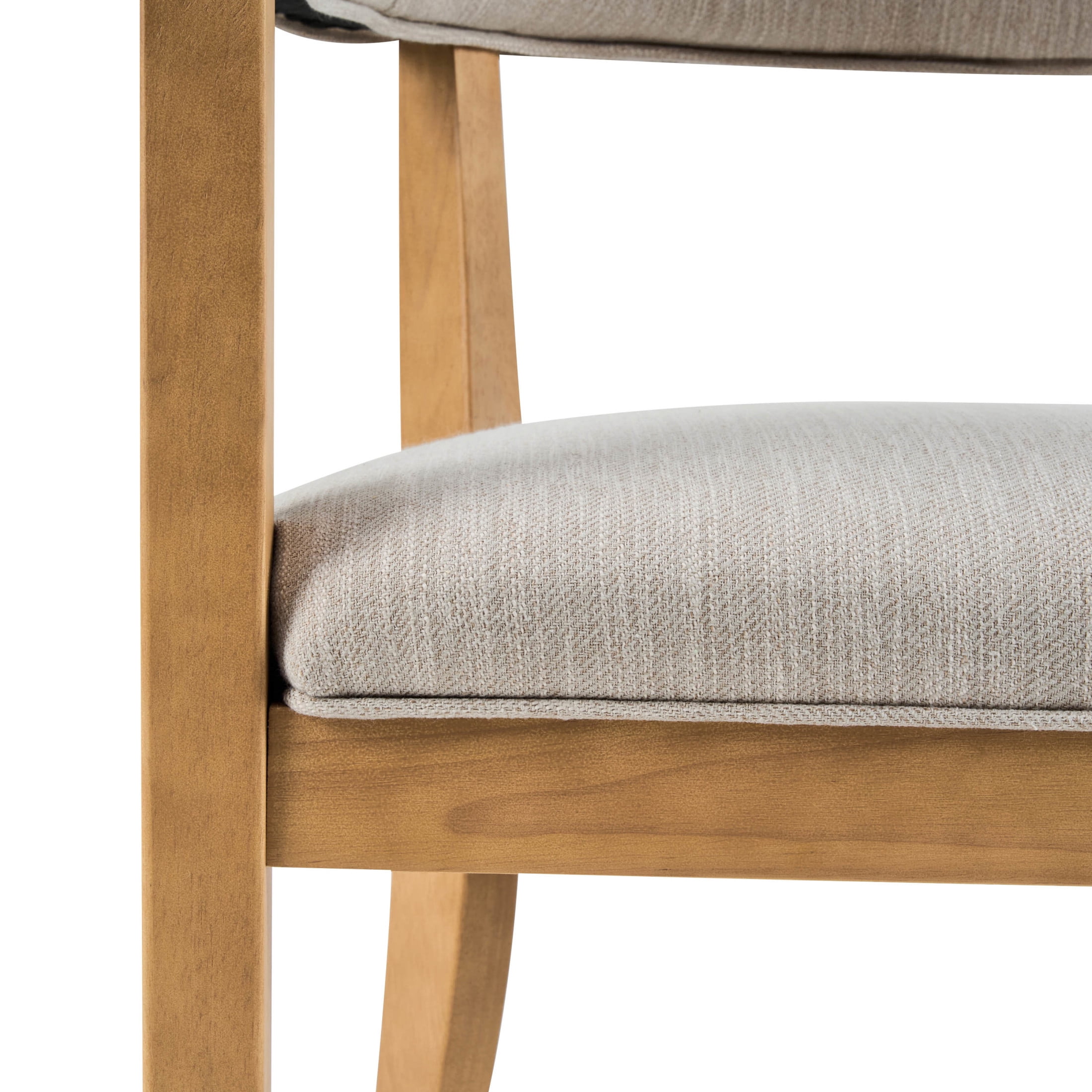 Christopher Knight Home Mid Century Dining Set for 4, Wood Table with Upholstered Arm Chairs, Natural+Beige