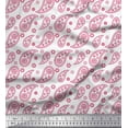 thumbnail image 1 of Soimoi Pink polyester Crepe Fabric Paisleys Paisley Printed Craft Fabric by the Yard 52 Inch Wide, 1 of 3