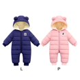 thumbnail image 3 of Maxcozy Winter Newborn Infant Baby Boys Girls Long Sleeve Down Cotton Hooded Jumpsuit Romper, 3 of 5