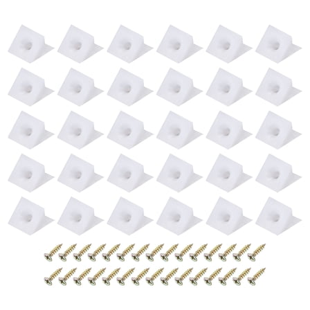 30 Pcs Corner Braces, 14x15x10mm Right Angle Brackets with Screws, White