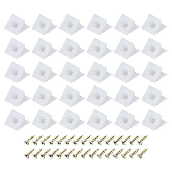 30 Pcs Corner Braces, 14x15x10mm Right Angle Brackets with Screws, White