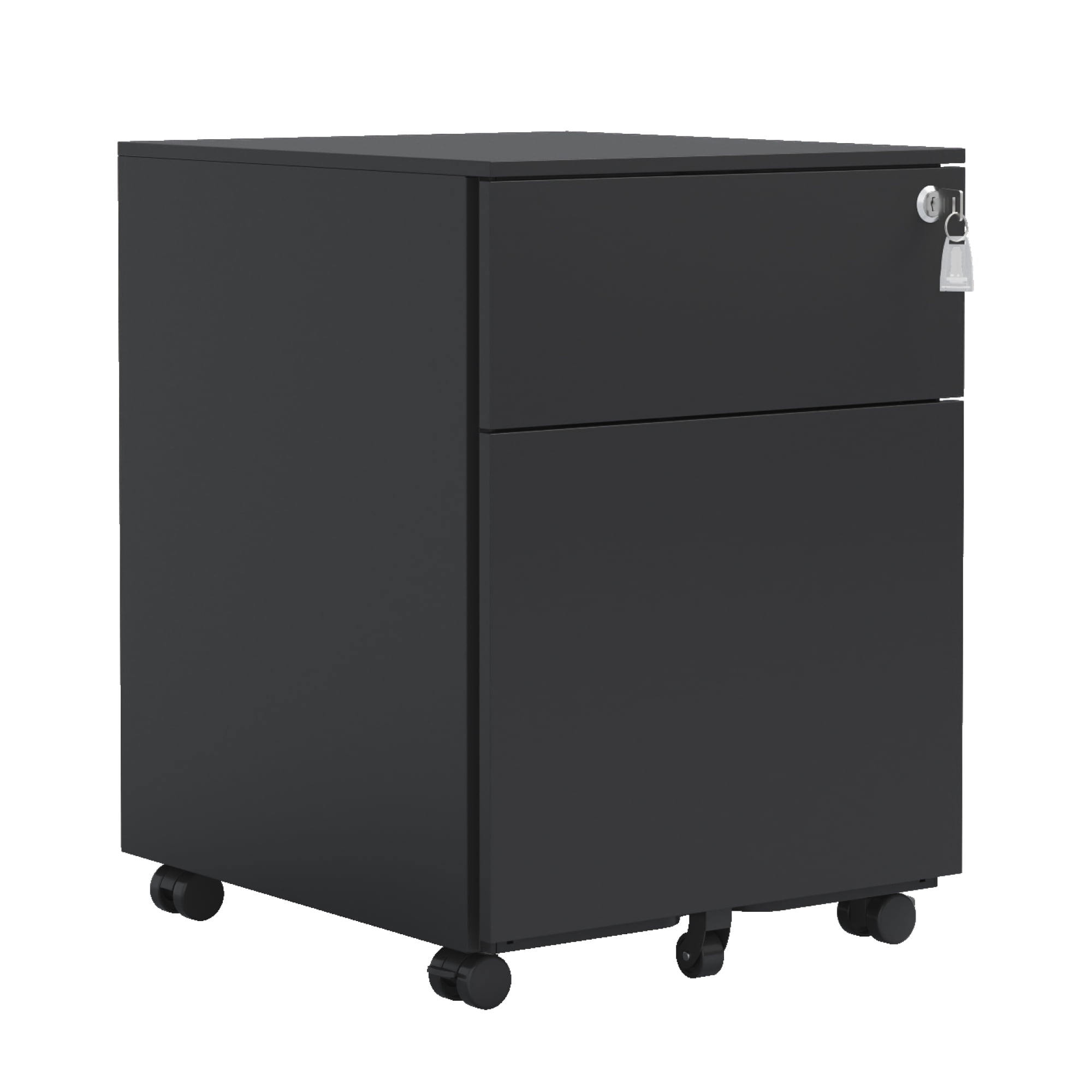 2 Drawer Mobile File Cabinet with Lock Steel File Cabinet for Legal/Letter/A4/F4 Size, Fully Assembled except for Wheels