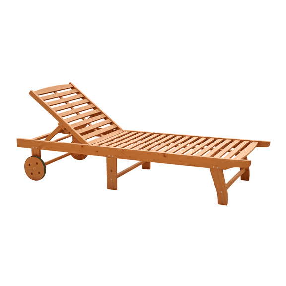 Teak Outdoor Chaise Lounge Chair with Wheels - Folding Recliner for Patio, Deck & Poolside Comfort