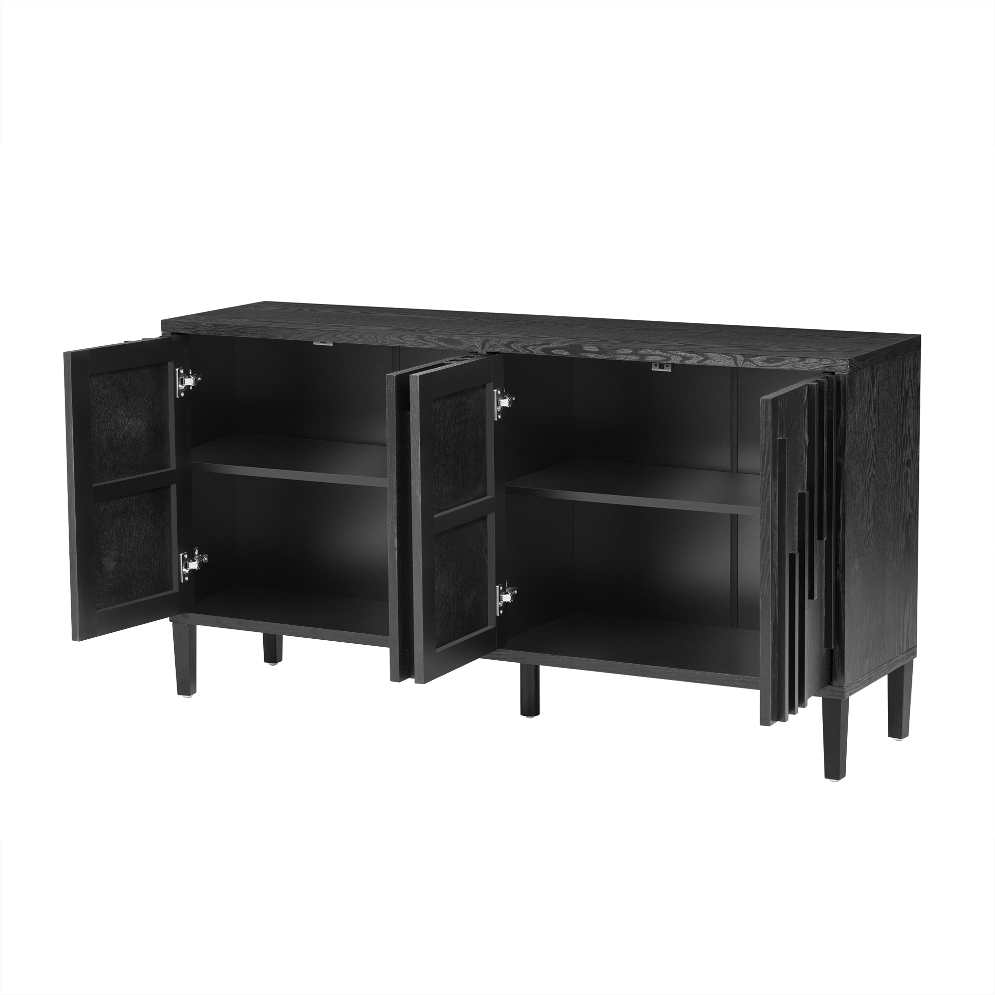 Euroco 59.8" Sideboard Buffet Cabinet,Wood Farmhouse Kitchen Cabinet TV Stand with Storage for Living Room,Hallway,Dining Room,Black
