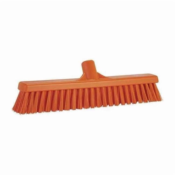 16 in Sweep Face Floor Broom, Soft/Stiff Combination, Synthetic, Orange
