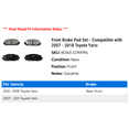 thumbnail image 2 of Front Brake Pad Set - Compatible with 2007 - 2018 Toyota Yaris 2008 2009 2010 2011 2012 2013 2014 2015 2016 2017, 2 of 2