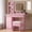 Pink, variant on Kojooin Vanity Desk with Mirror and Lights, Makeup Vanity Power Outlets Makeup Table with Drawers & Cabinet, Storage Stool, Dressing Table for Bedroom