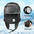 thumbnail image 5 of Kids Trapper Skiing Hat Russian Winter Thermal Warm Waterproof Windproof Hunting Thick Outdoor Snowboard Cycling Breathable Trooper Ear Flap Cap for Boy Girl Black, 5 of 7