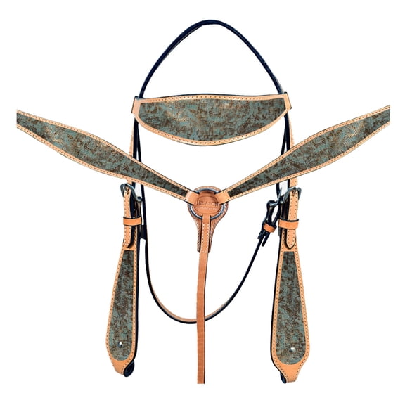 HILASON Western Horse Leather Headstall & Breast Collar Tack Set