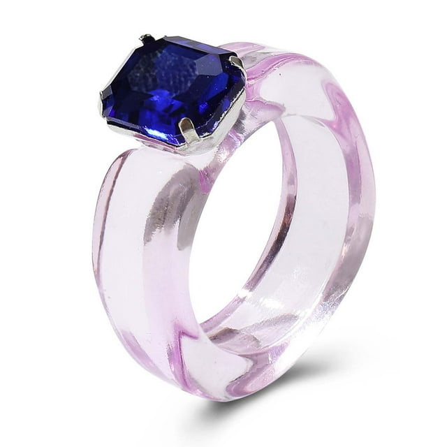 Anillo de diamantes de color gelatina, dulce y colorido, femenino y lindo, anillo de resina, anillo de diamantes