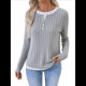 thumbnail image 1 of Camisetas Informales de Cuello Redondo y Bloques de Color para Mujer, de Larga y Corte Entallado, para Otoño Gris XXL, 1 of 9