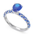 thumbnail image 2 of Diamond-Capitals 1.30 Carat Pear Cut New Blue Sapphire Gemstone Womens Ring for Wedding and Engagement 14K White Gold Size 11, 2 of 8