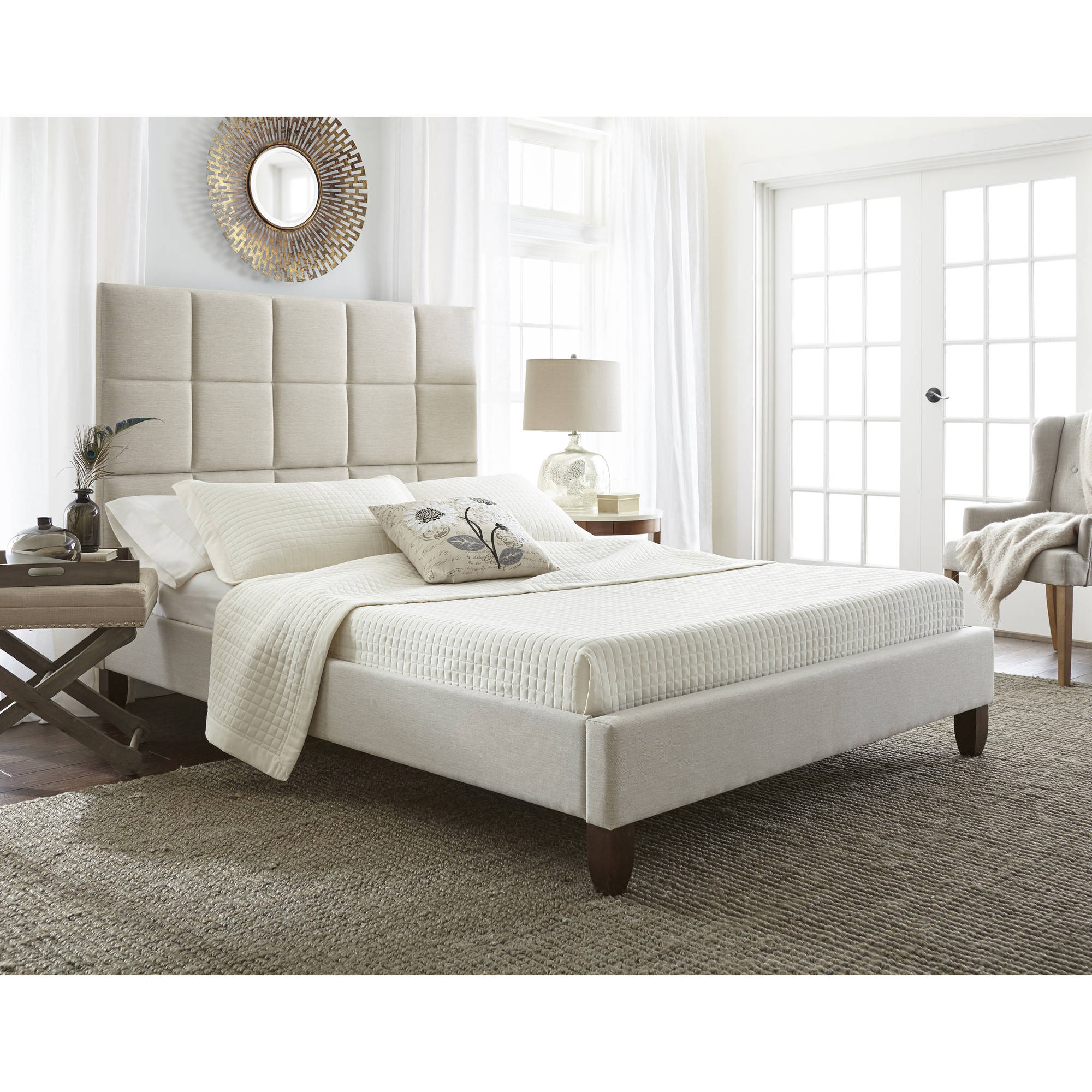 Premier Hope Queen Upholstered Platform Bed, Taupe