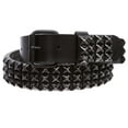 thumbnail image 2 of 1 1/2" Cowhide Black Three Row Punk Rock Star Distressed Studded Leather Jean Belt, 2 of 6