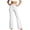 White, variant on Women's Solid High Waist Zip Fly Slim Fit Flare Leg Long Casual Dress Pants White L