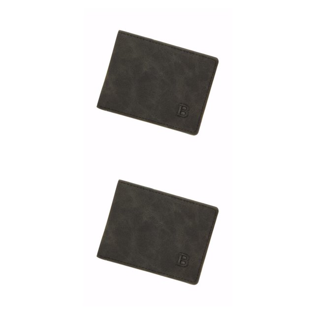 Guardurnaity Cartera corta para hombre, cartera clásica para dinero, tarjetero mate, monedero de bolsillo, bolso de moda, bolso de gran capacidad Negro 2piezas