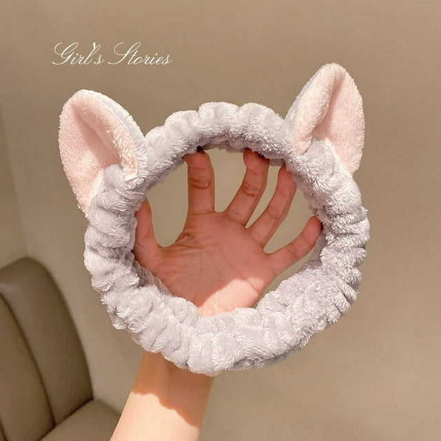 Diadema con orejas de gato para otoño e invierno, estilo coreano, para mujer, accesorios para el cabello de felpa para lavarse la cara