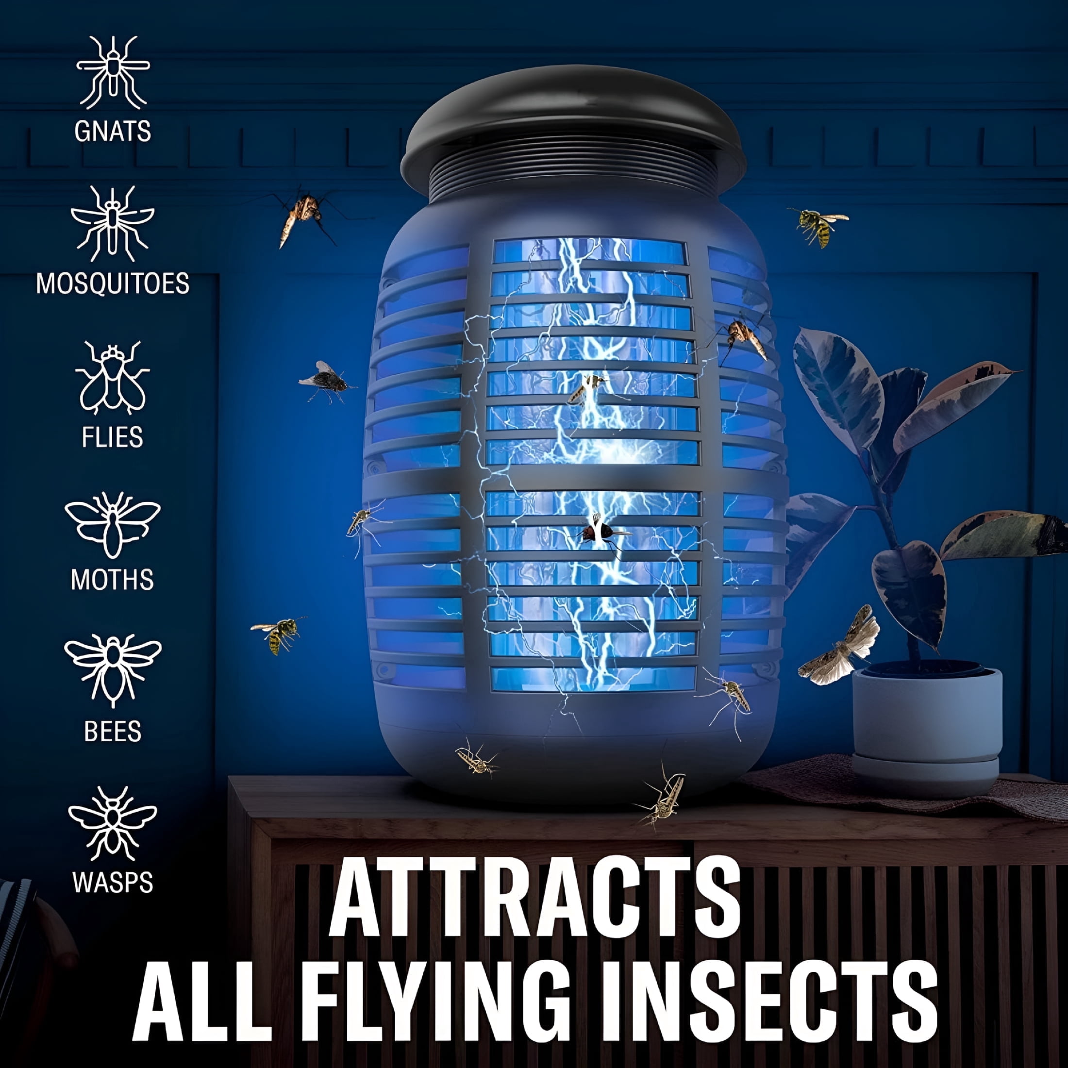 HIBIBUD 2026 New Bug Zapper,Mosquito Zapper Fly Zapper for Outdoor & Indoor,Fly Traps for Backyard Patio Mosquito Zapper Indoor for Backyard, Patio, Garden, Camping, Porch