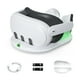 thumbnail image 1 of Base de carga para Meta Quest 3 con luz LED, estación de carga magnética para cascos y mandos de realidad virtual, incluye 2 pilas recargables de 1800 mAh, 1 of 7