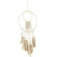 thumbnail image 5 of DecMode Cream Cotton Handmade Macrame Wall Decor with Wood Beads and Gold Circular Frame, 5 of 7