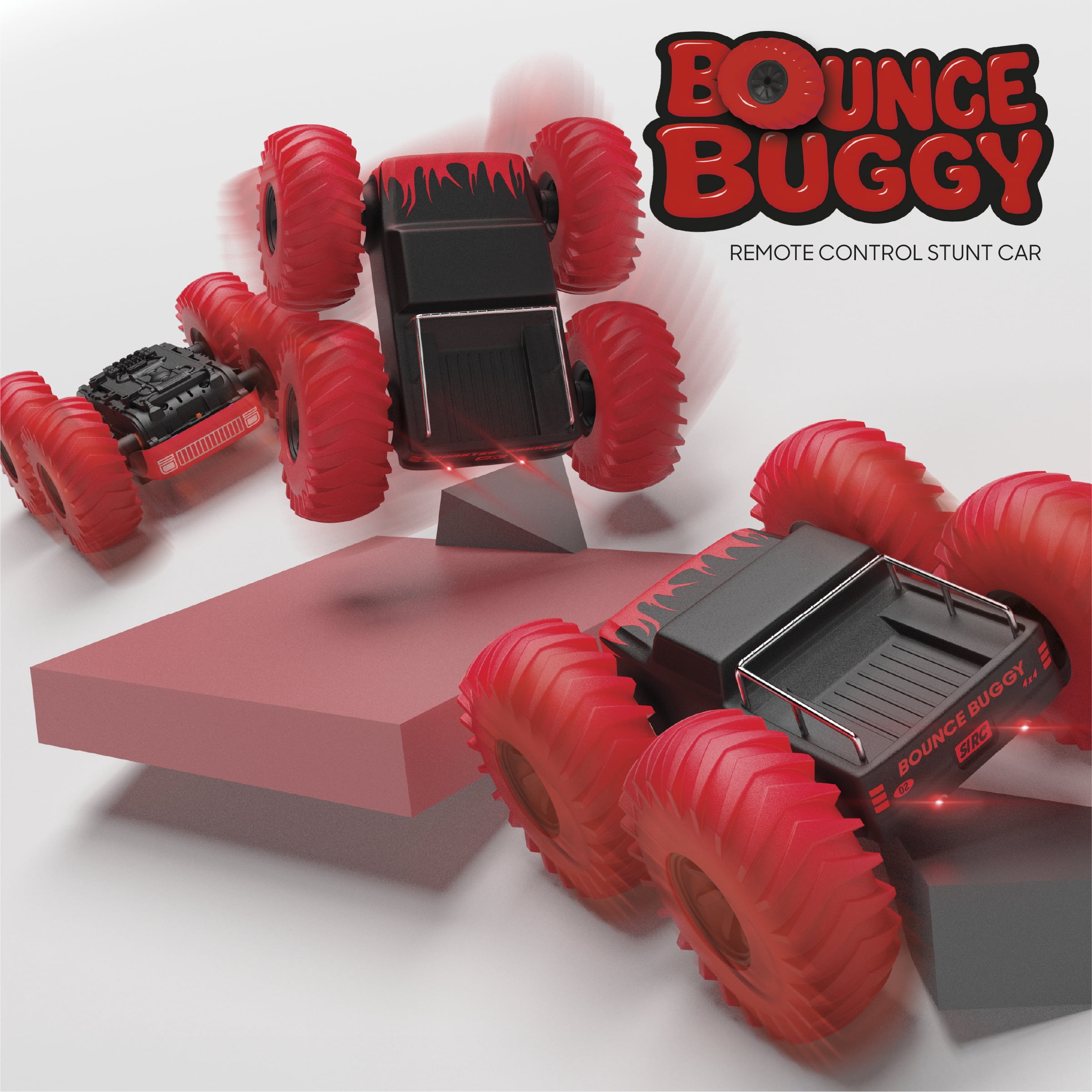 Sharper Image Bounce Buggy RC Stunt Car, Black, Inflatable Tires, 2.4GHz Remote, High-Speed Flips & Auto Stunts