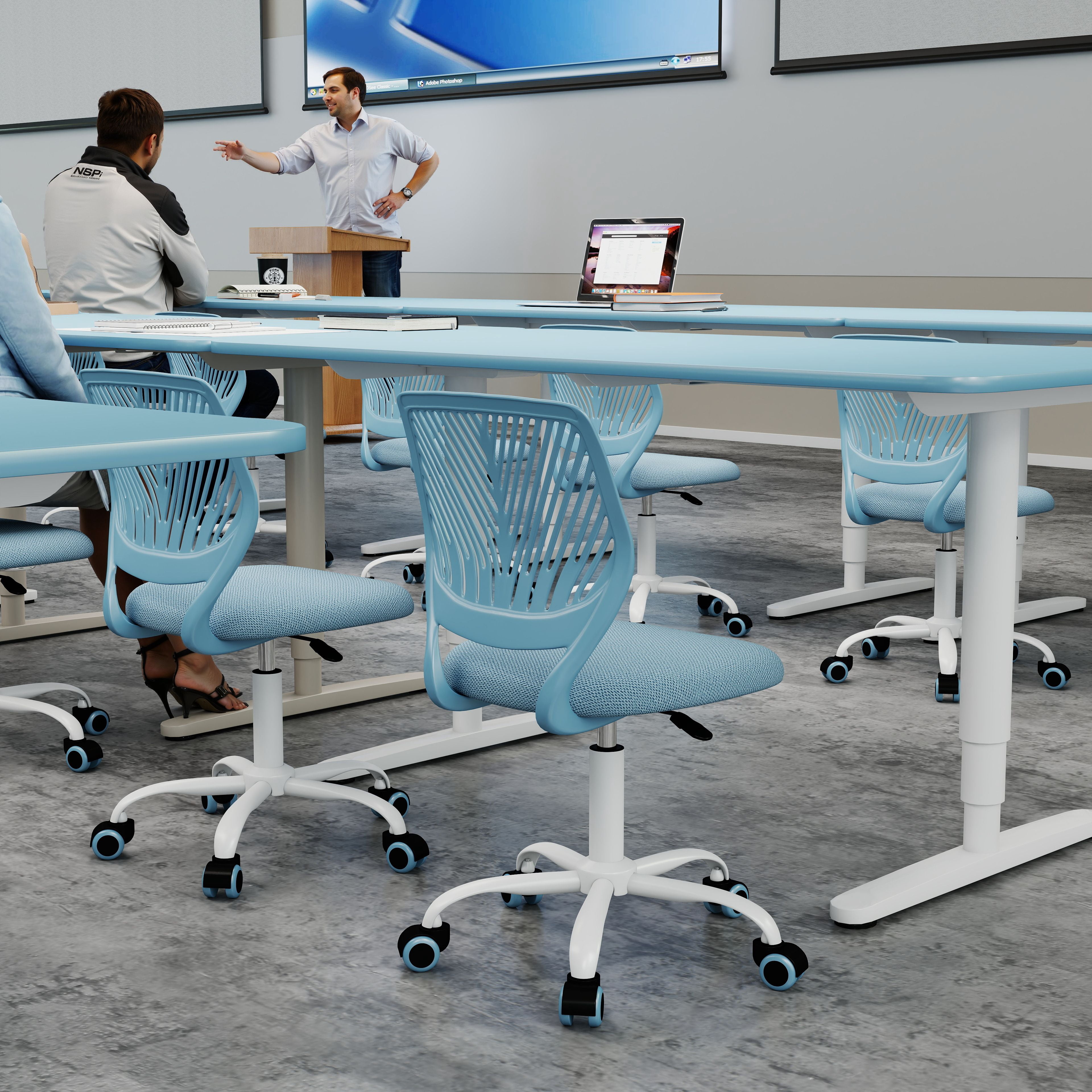 Homy Casa School Student Desk Chair Set of 2, Ergonomic Classroom Task Chairs, Blue