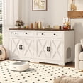 thumbnail image 6 of Modern  Litter Box Enclosure with Storage Drawers - Hidden Wooden Furniture for Indoor Cats, White, 6 of 6