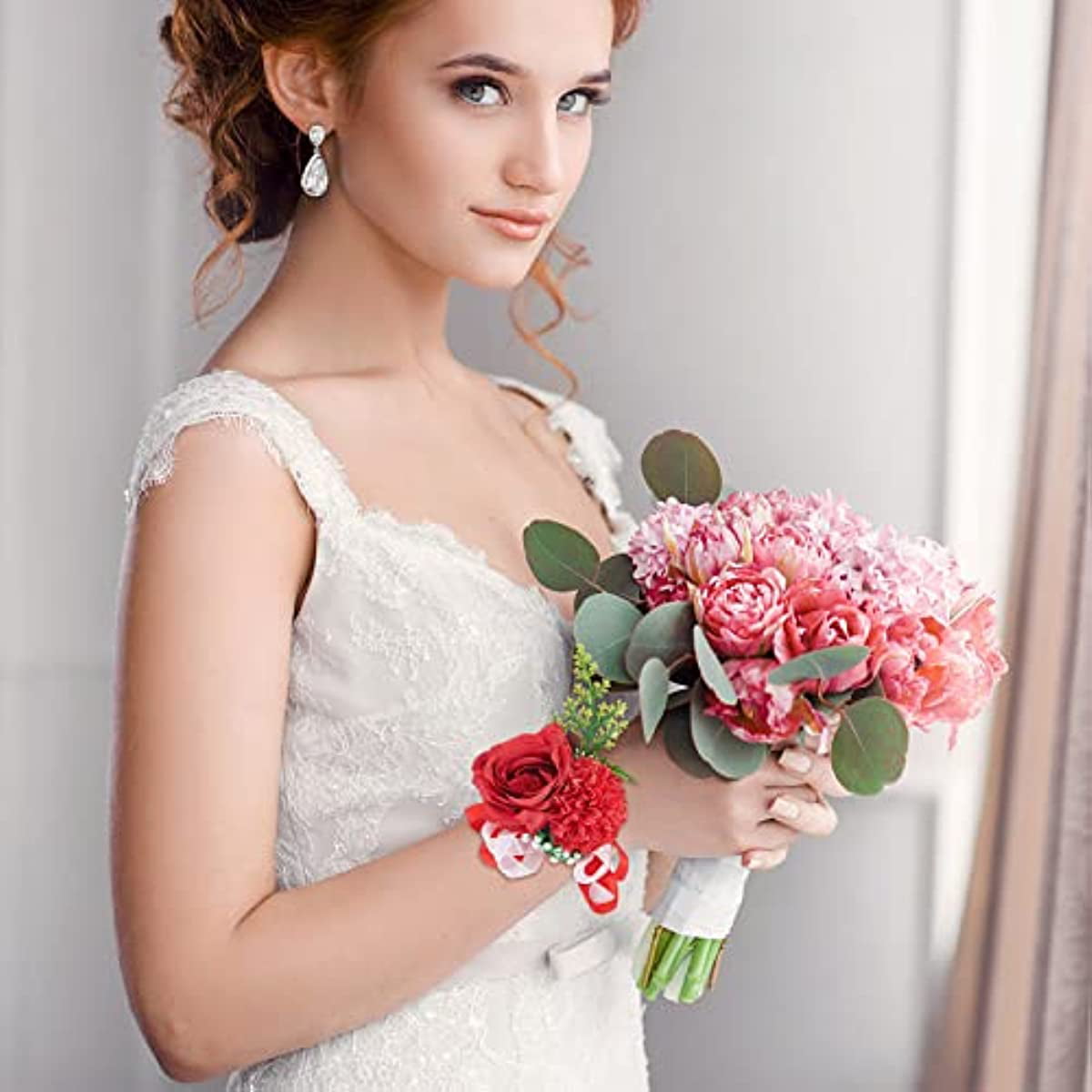 Morbidezza Style Wrist Corsage Bracelet Bridesmaid Sisters Hand Flowers  MINI Rose Wedding Bouquet Party Bridal Groom Prom Decor - AliExpress