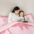 thumbnail image 4 of jejeloiu Bowtie Monogrammed M Bedding Comforter Set,Cute Girls Bowknot Twin Comforter Sets,Silver Diamond Bedding Set For Child,Microfiber Room Decorative Reversible,2pcs, 4 of 7