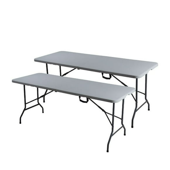 Mesa Plegable LOOMBER Blanca 180 centímetros Set de 2 piezas