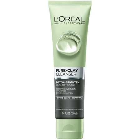 L'Oreal Paris Pure Clay Cleanser, Detox & Brighten, 4.4 Fl (Best Detox Water For Acne)