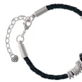thumbnail image 2 of Delight Jewelry Silvertone Mini Translucent Maroon Paw Middle Sister Celtic Knot Leather Bead Bracelet, 7"+2" Extender, 2 of 4